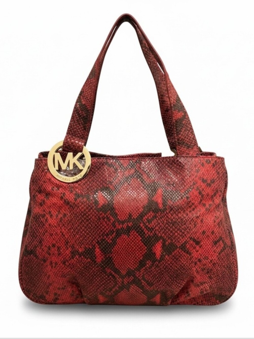 Michael Kors Red Snakeskin-Print Shoulder Bag